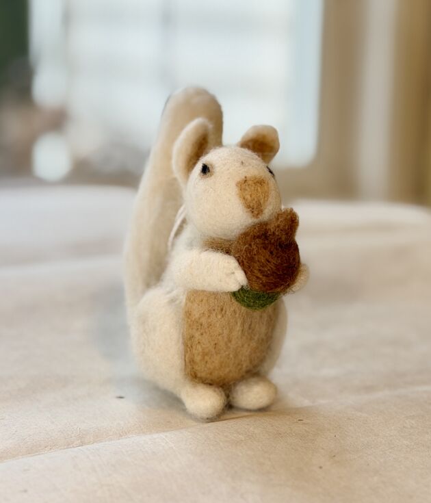 Acorn Felt Squirrel Figurine