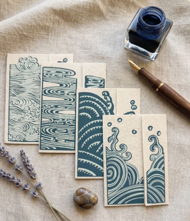 aqua wave greeting card set