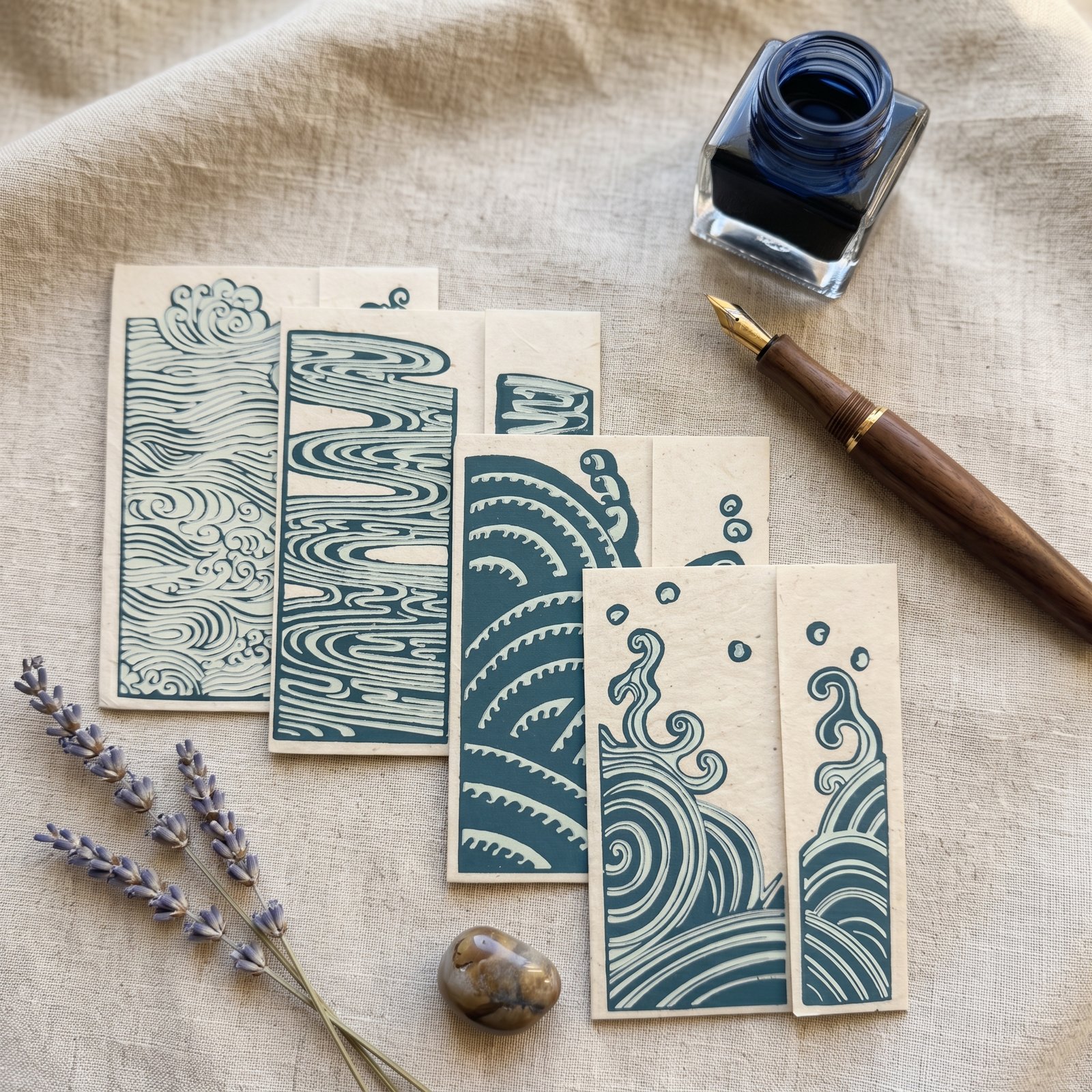 aqua-wave-lokta-greeting-card-set-2