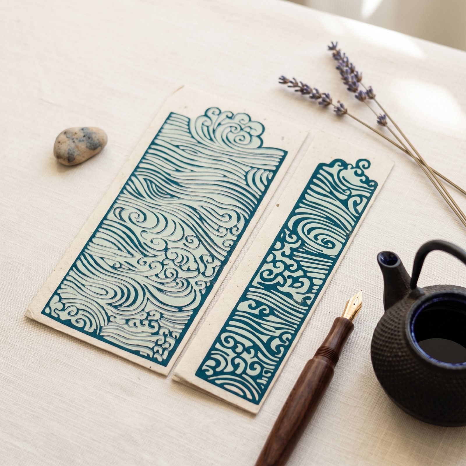 aqua-ripple-lokta-greeting-card