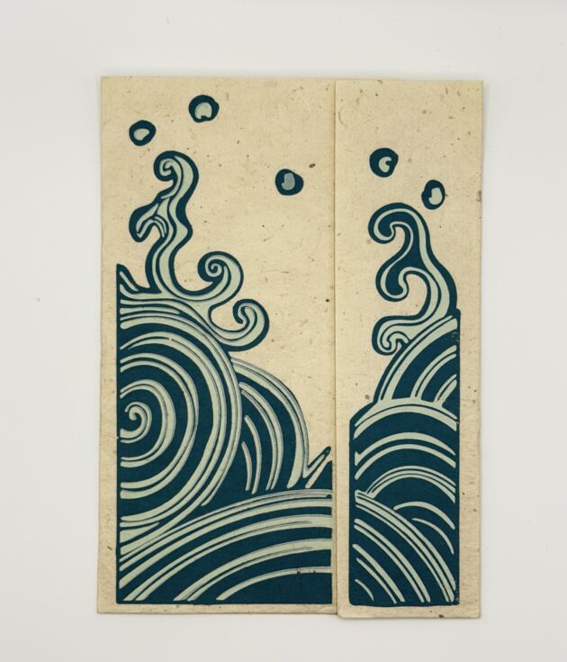 Aqua Splash Lokta Greeting Card