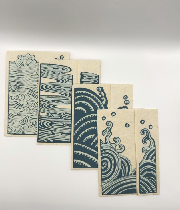 Aqua Wave Lokta Greeting Card Set
