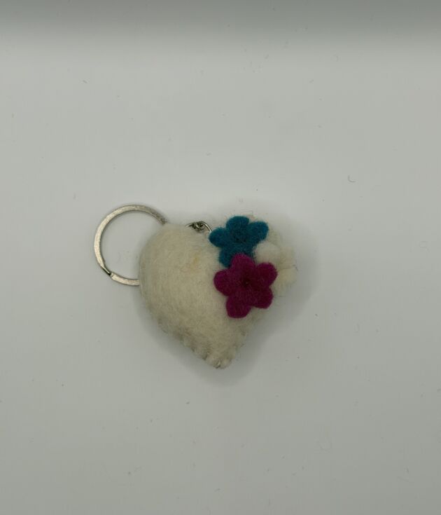 Blooming Heart Felt Keyring