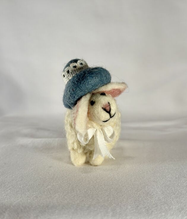 Blue Bonnet Felt Sheep Ornament