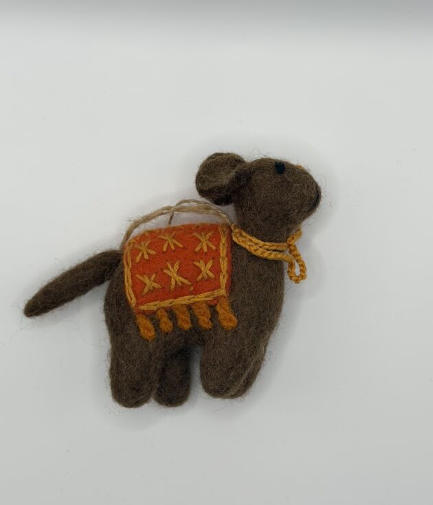 Brown Elephant Embroidered Blanket Felt Ornament