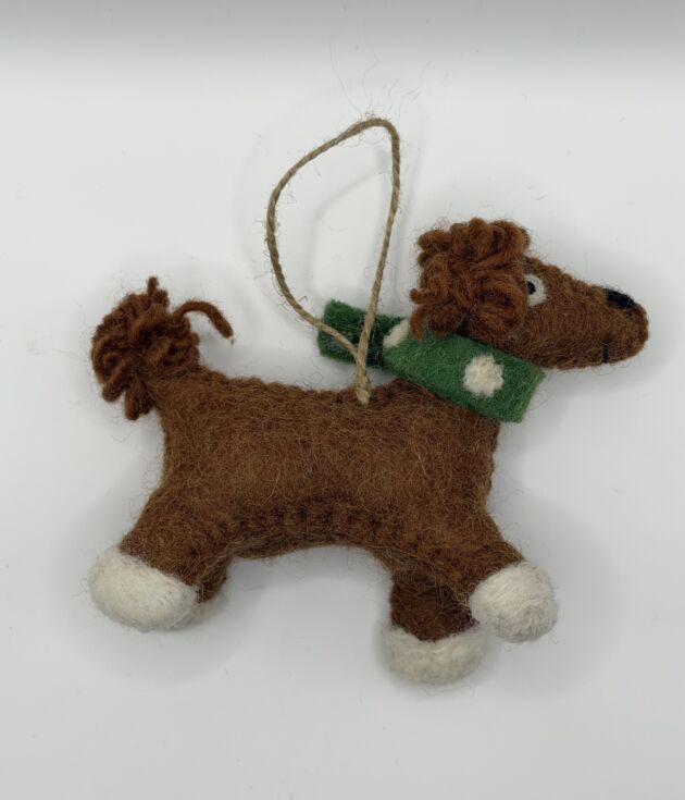 Brown Horse Green Saddle Felt Ornament