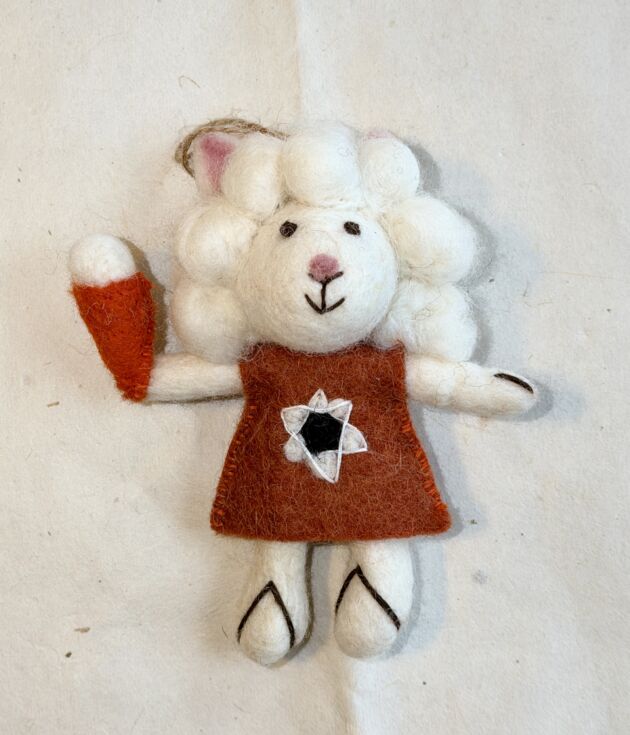 Dress Carrot Felt Sheep Ornament