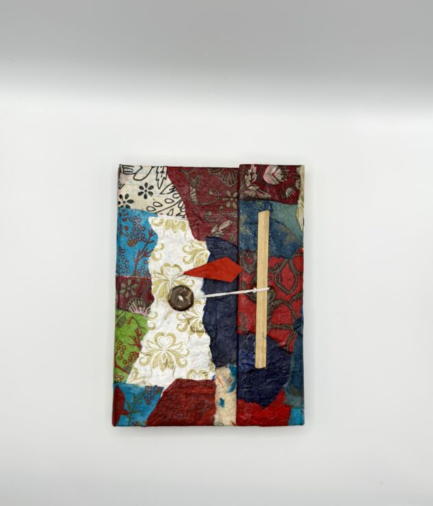 Crimson Patchwork Lokta Button Notebook