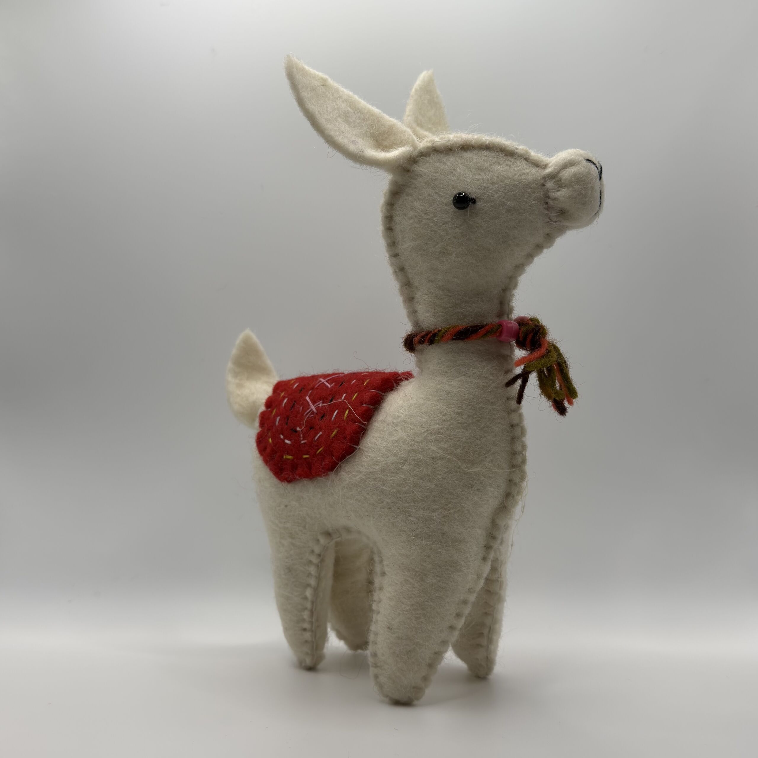 gray-llama-red-saddle-felt-ornament