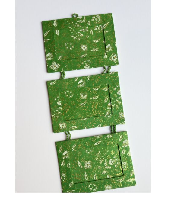 Green Floral Triple Lokta Picture Frame