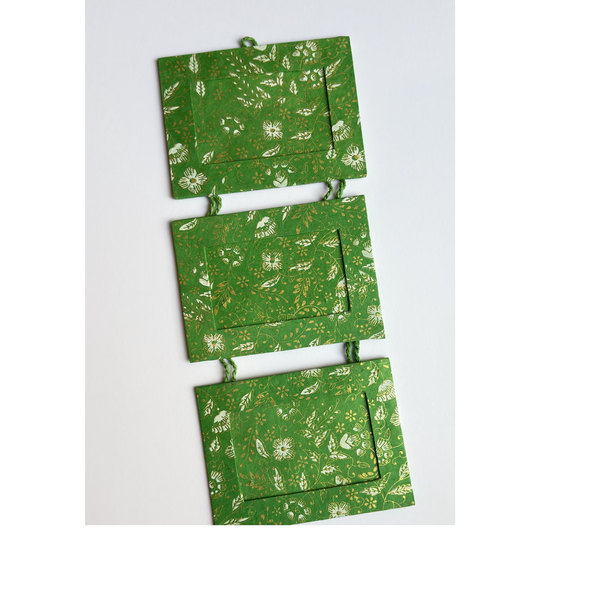 green-floral-triple-lokta-picture-frame