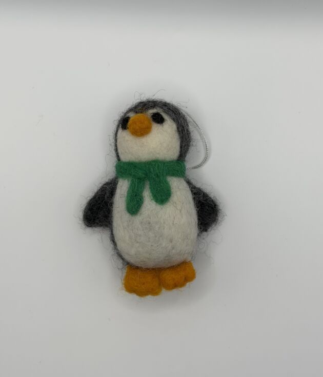 Green Scarf Felt Penguin Ornament