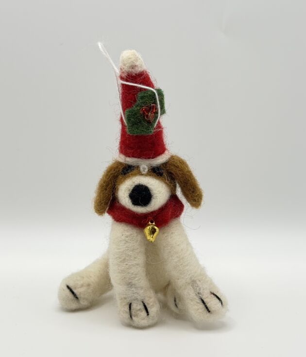 Holiday Dog Stocking Felt Ornament