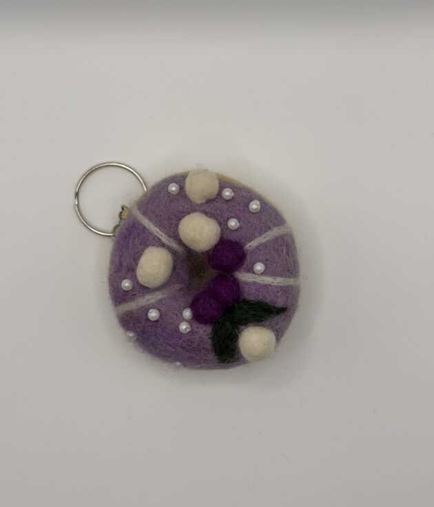 Lavender Berry Donut Felt Keyring