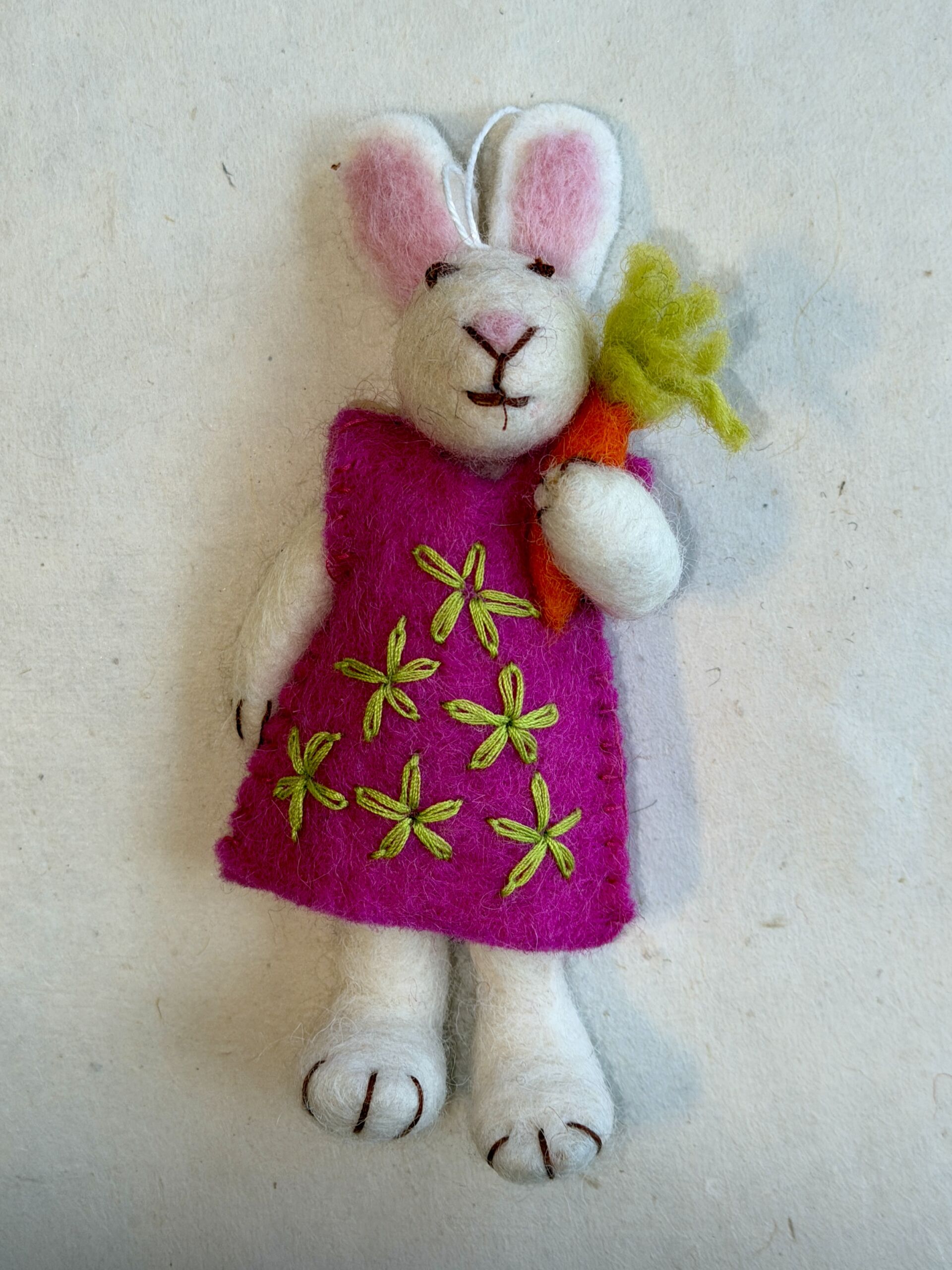 magenta-flower-felt-bunny-ornament