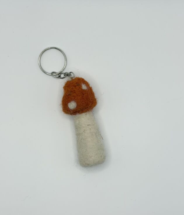 Maple Cap Mushroom Felt Keyring