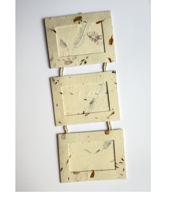 Natural Fiber Triple Lokta Picture Frame