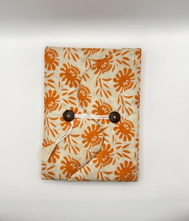 Orange Daisy Lokta Button Notebook
