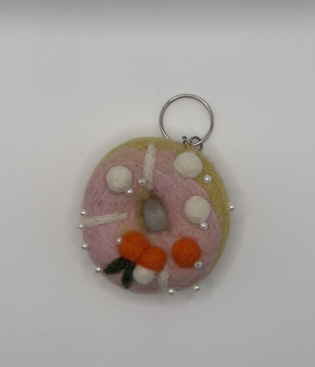 Pastel Garden Donut Felt Keyring