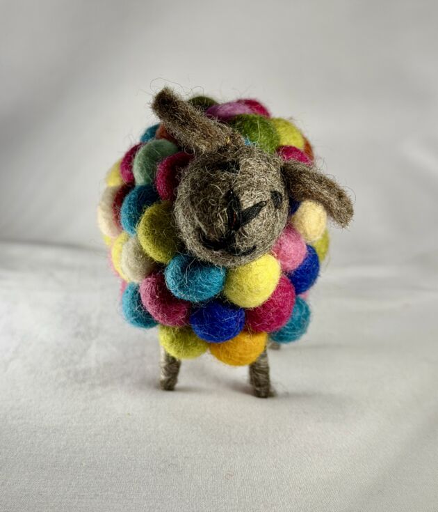 Rainbow Fleece Felt Sheep Ornament