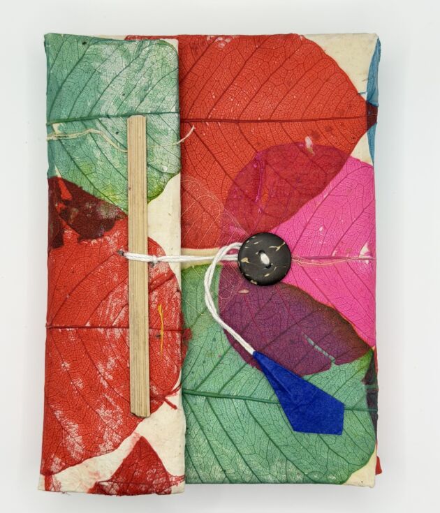 Rainbow Leaf Lokta Button Journal