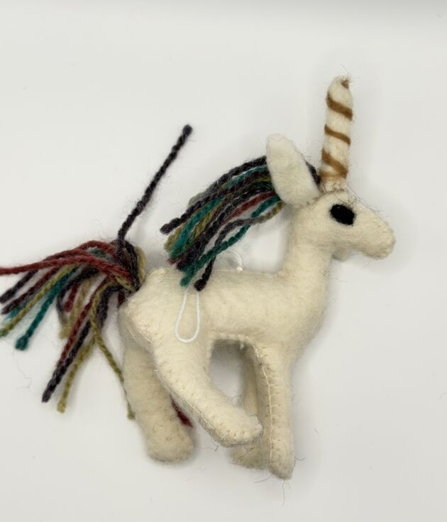 Rainbow Mane Felt Unicorn Ornament