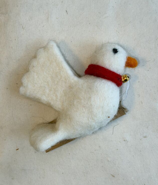Red Collar Felt Dove Ornament