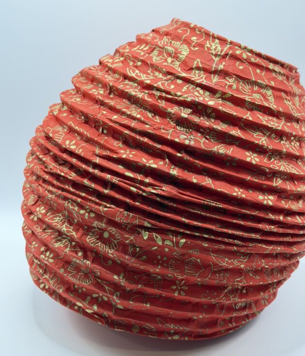 Red Floral Lokta Paper Lantern