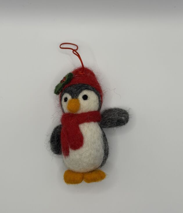 Red Hat Felt Penguin Ornament