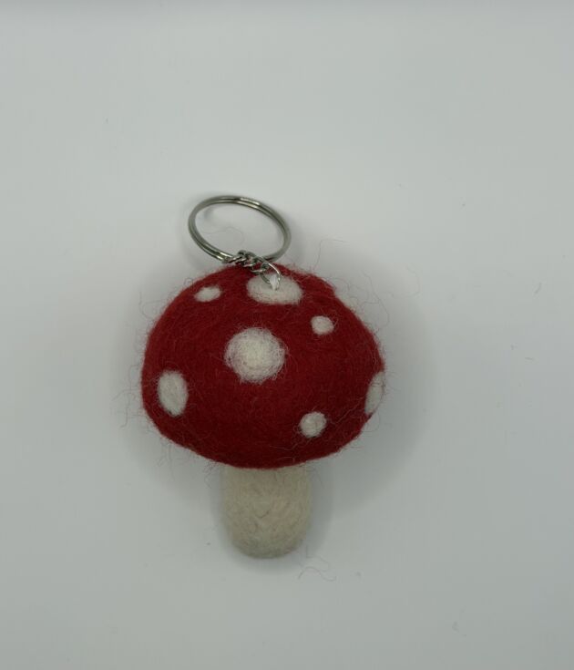 Ruby Toadstool Felt Keyring