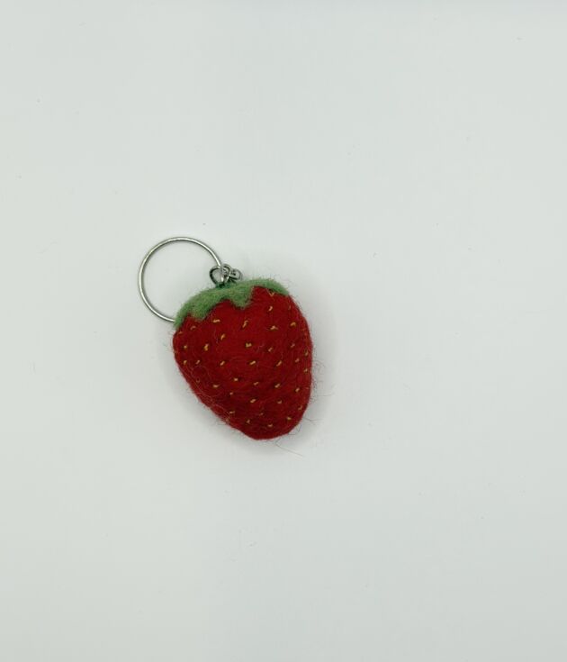 Sweet Strawberry Felt Keyring