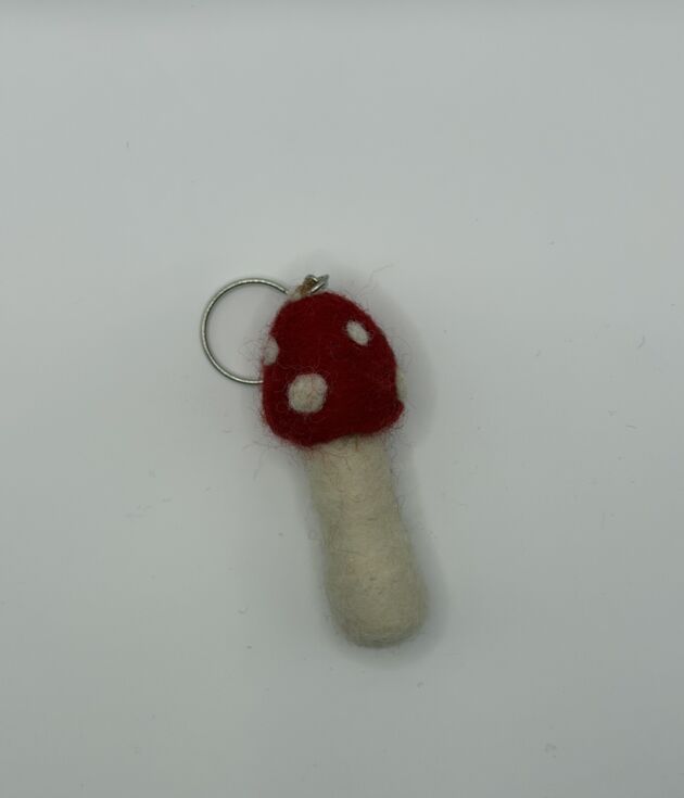 Tiny Toadstool Felt Keyring