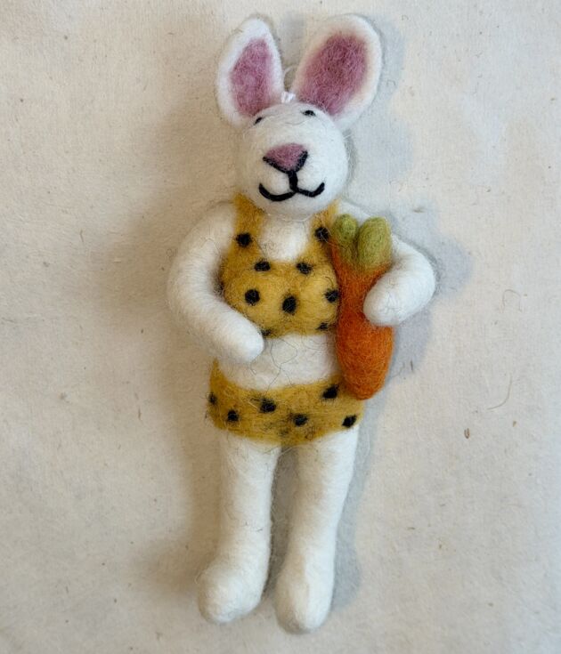 Yellow Polka Dot Felt Bunny Ornament